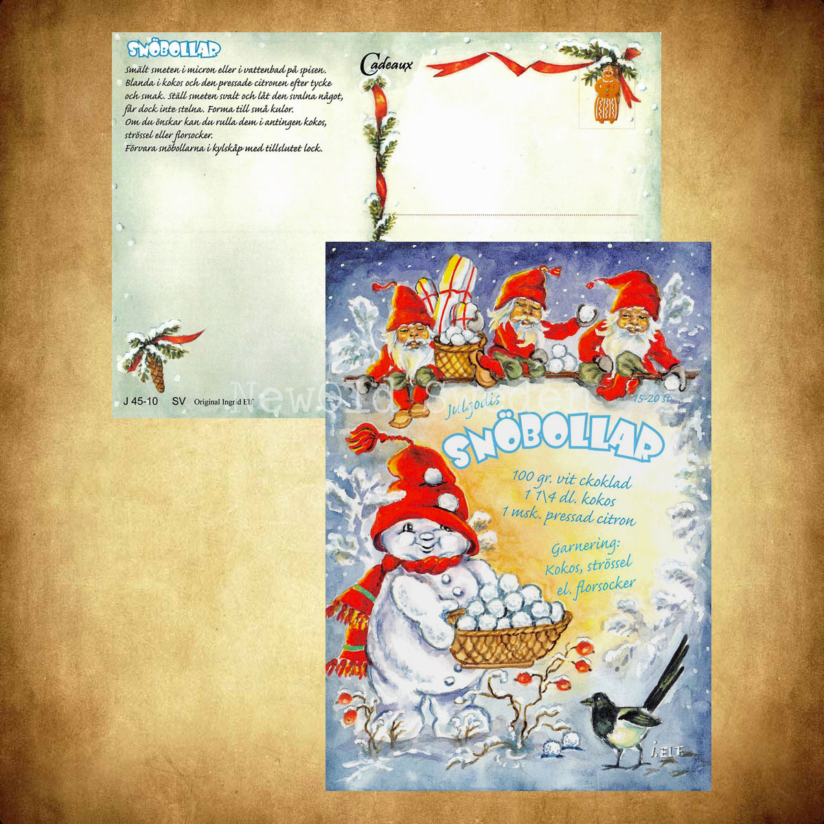 Snöbollar - Julkort Receptvykort - Ingrid Elf - 961 - 3