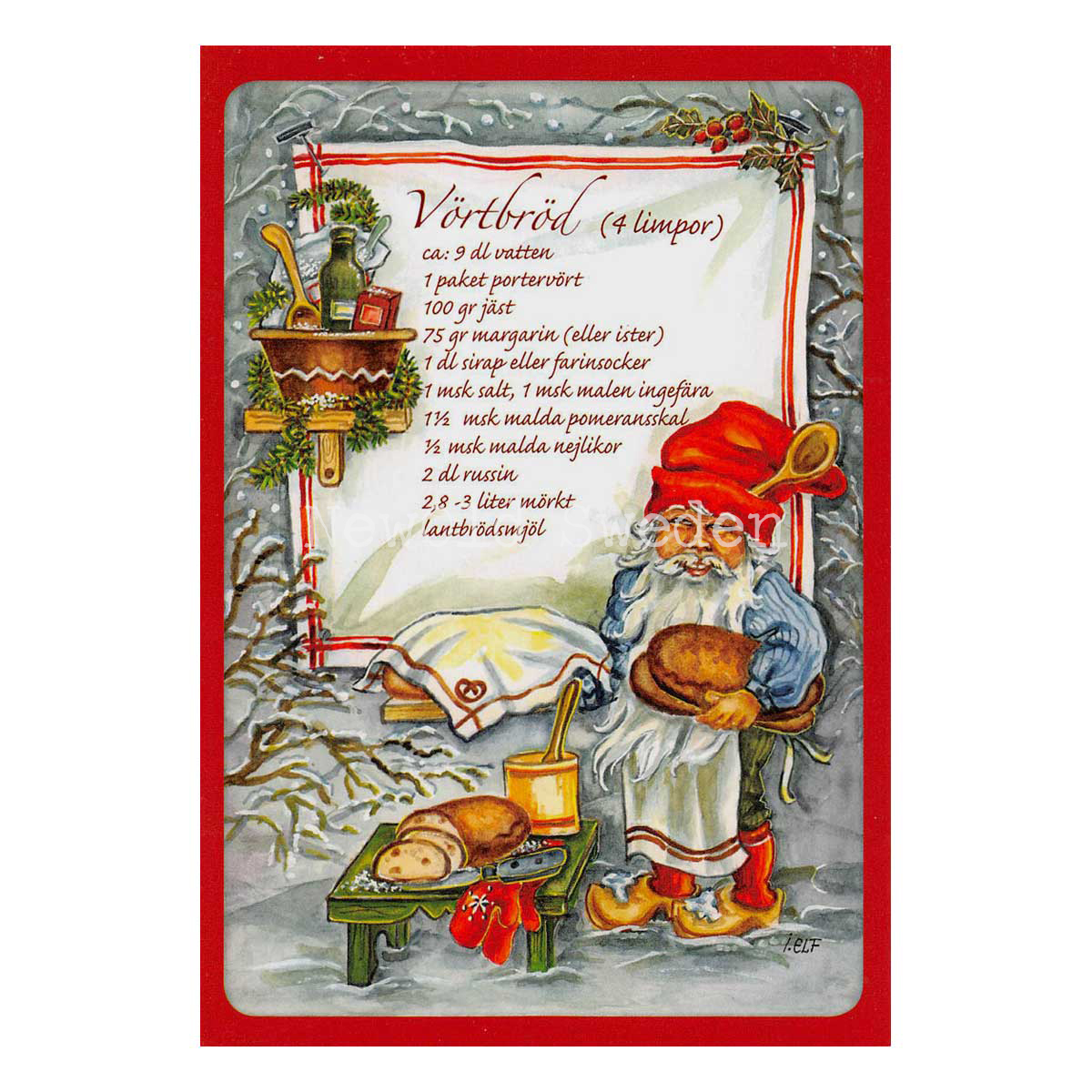 Vörtbröd - Julkort Receptvykort - Ingrid Elf - 962 - 4