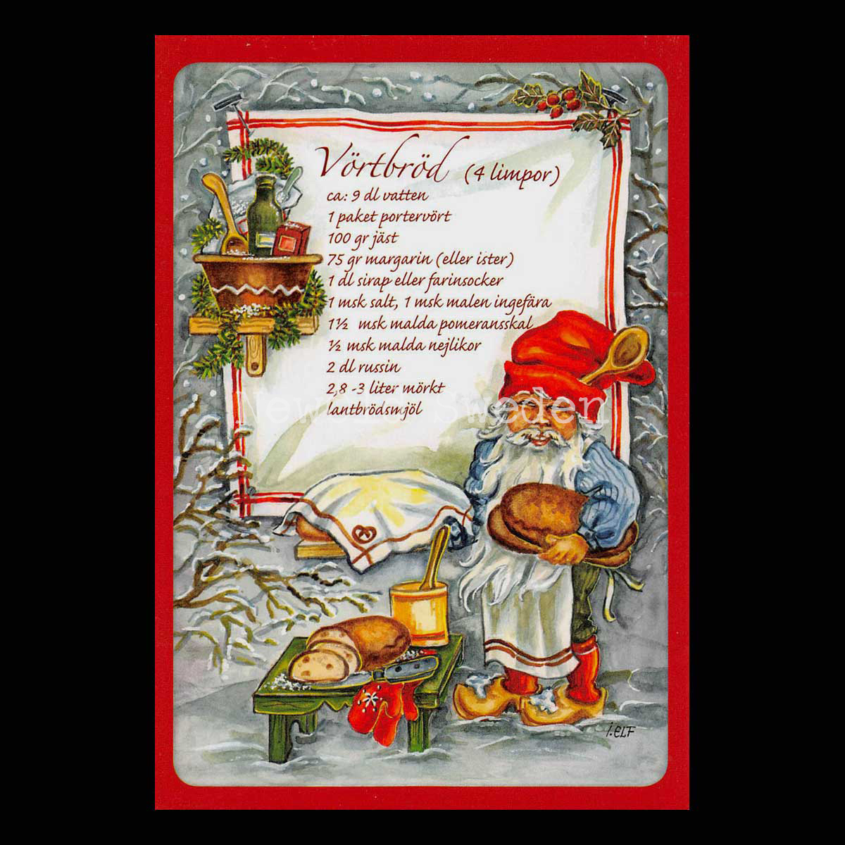 Vörtbröd - Julkort Receptvykort - Ingrid Elf - 962