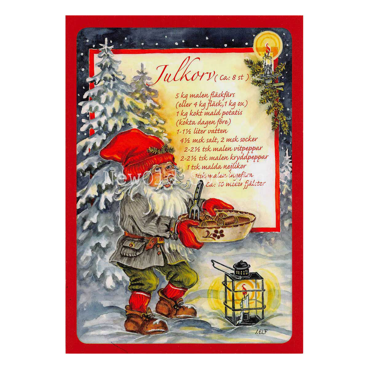 Julkorv - Julkort Receptvykort - Ingrid Elf - 961 - 4