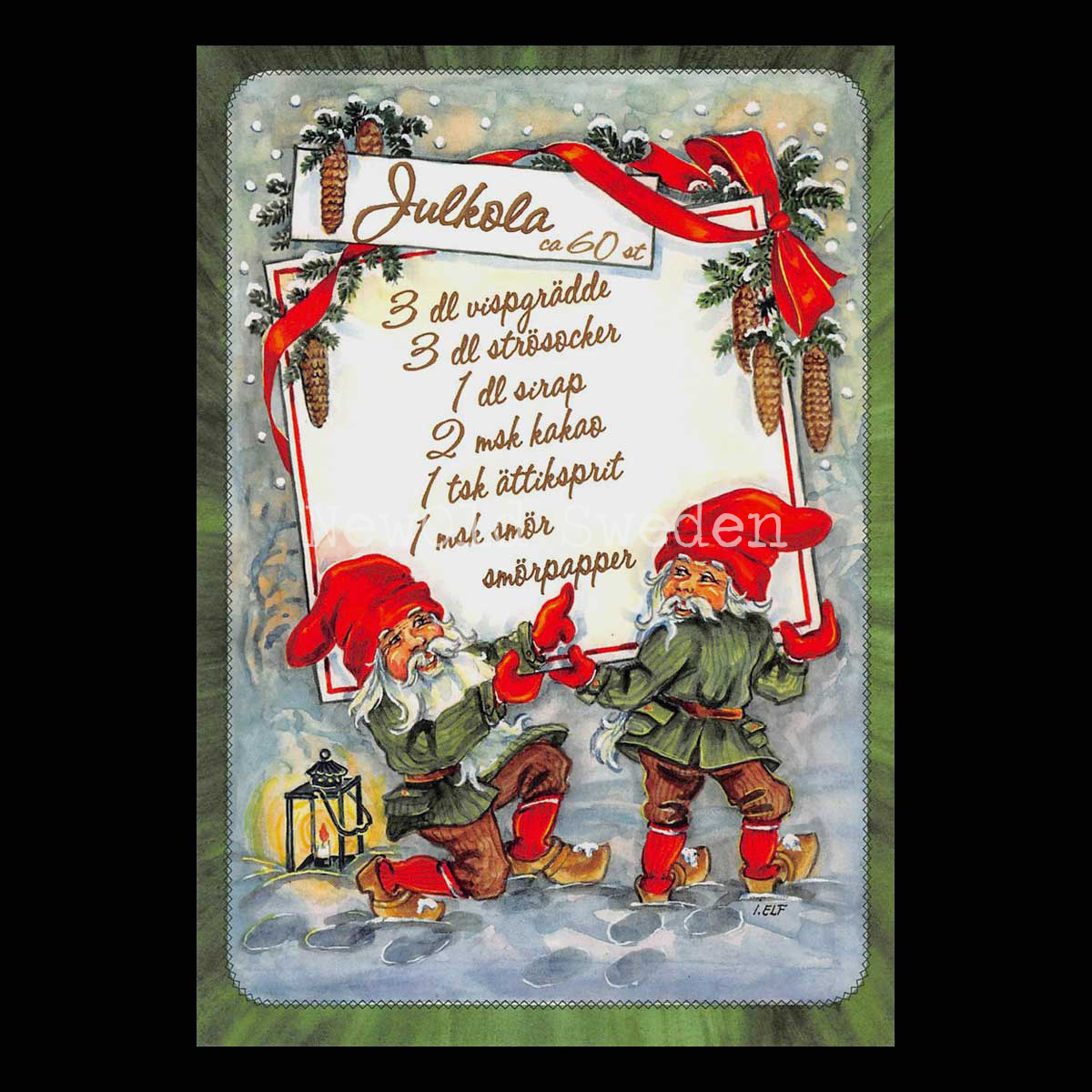 Julkola - Julkort Receptvykort  - Ingrid Elf - 961