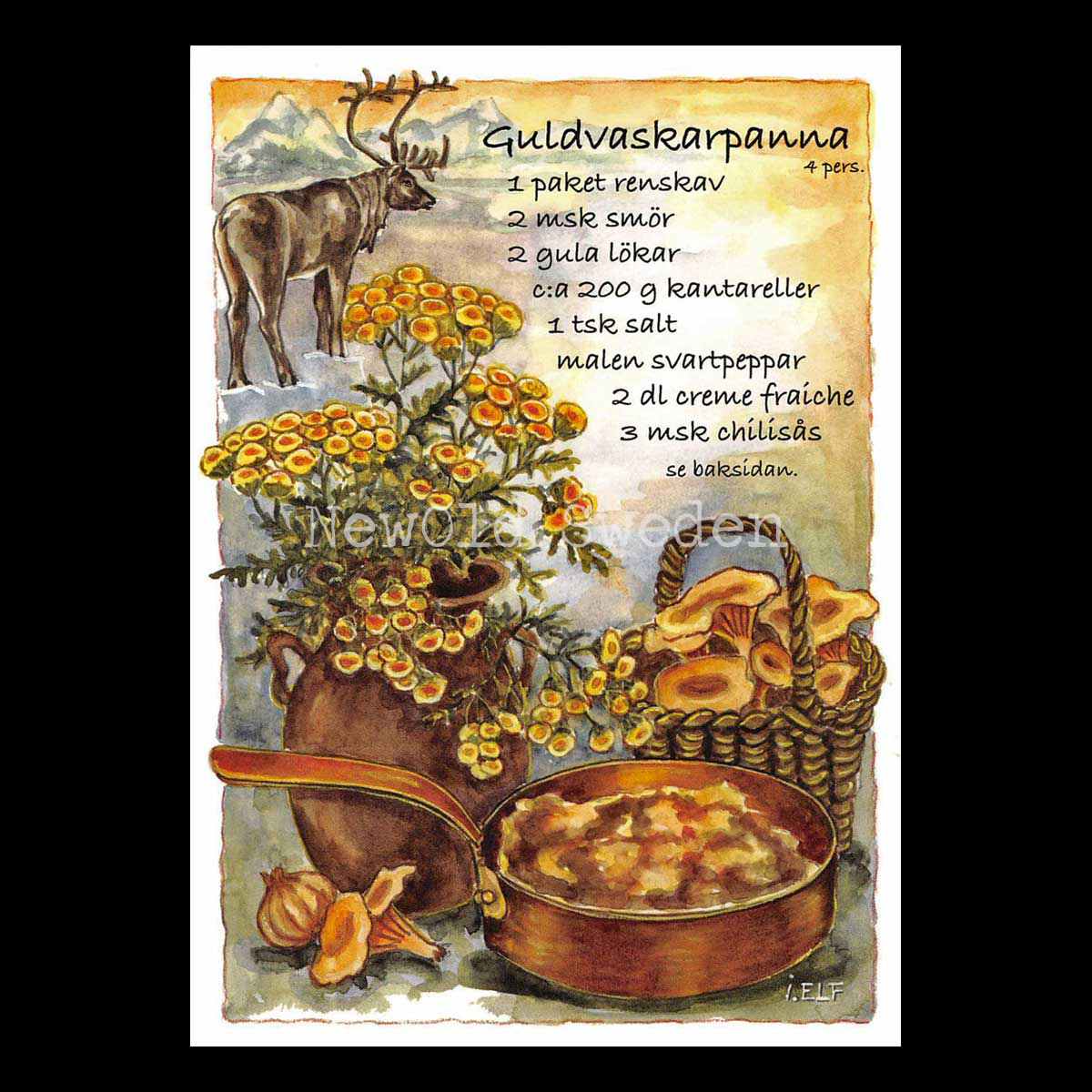 Guldvaskarpanna - Receptvykort - Ingrid Elf - 963