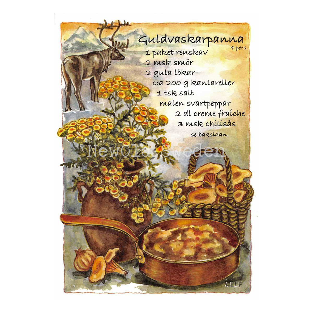 Guldvaskarpanna - Receptvykort - Ingrid Elf - 963 - 4