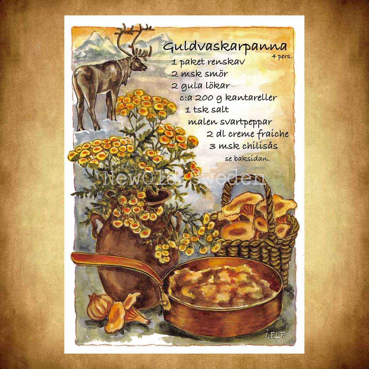 Guldvaskarpanna - Receptvykort - Ingrid Elf - 963 - 2