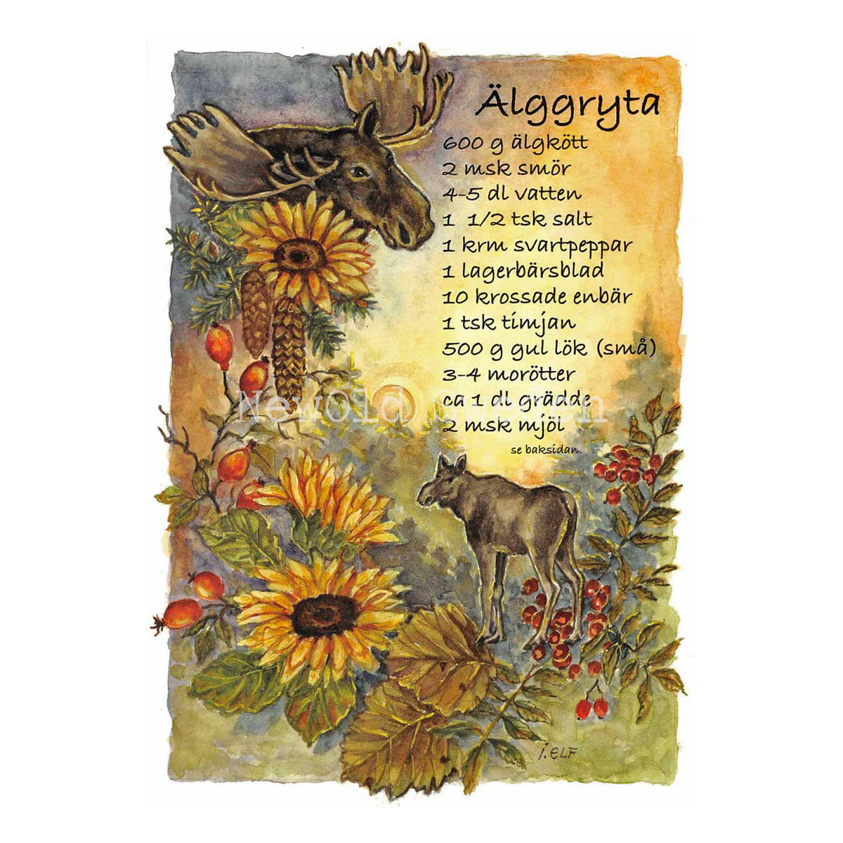 Älggryta - Receptvykort - Ingrid Elf - 963 - 4