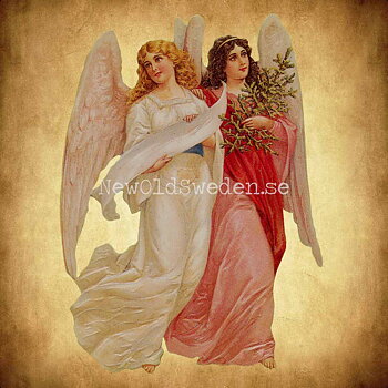 Two Angels with Christmas Tree 11.5x15.5 cm - Bokmärke © Ernst Freihoff 5025