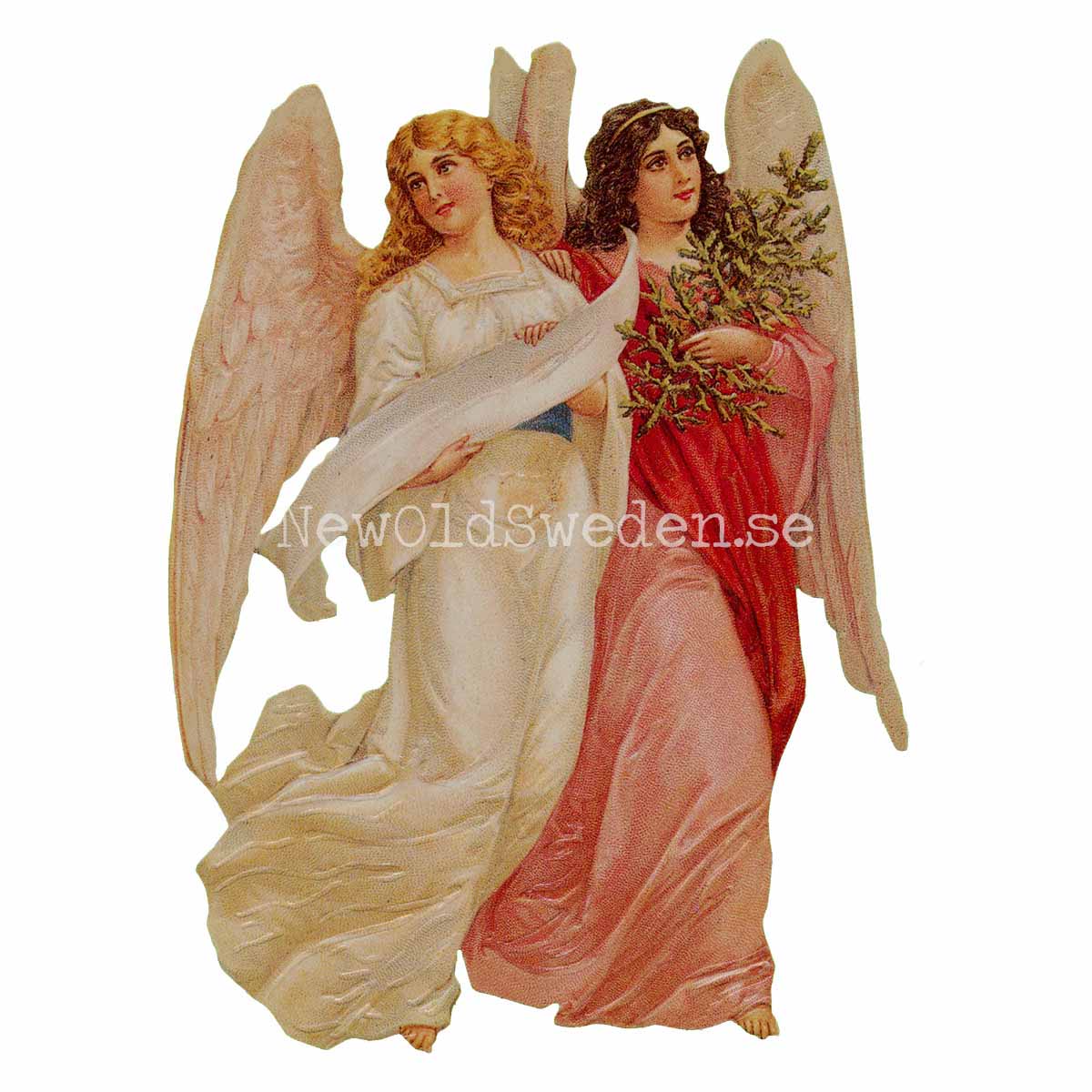 Two Angels with Christmas Tree 11.5x15.5 cm - Bokmärke © Ernst Freihoff 5025 - 3
