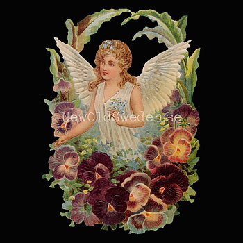 Angel with Pansies 11x16 cm - Bokmärke © Ernst Freihoff 5026