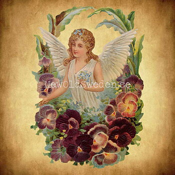 Angel with Pansies 11x16 cm - Bokmärke © Ernst Freihoff 5026