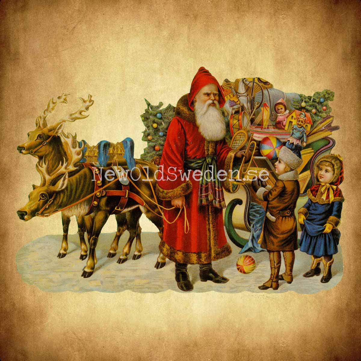 Reindeer Sleigh 16.5x11.5 cm - Bokmärke © Ernst Freihoff 5033 - 2