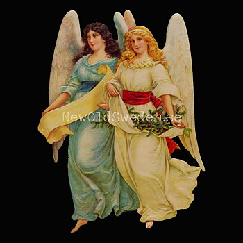 Two Angels with Christmas Tree 11.5x15.5 cm - Bokmärke © Ernst Freihoff 5063