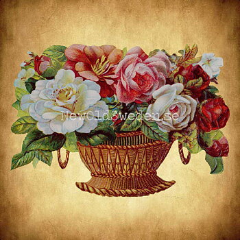 Basket with Flowers 16.5x12 cm - Bokmärke © Ernst Freihoff 5078