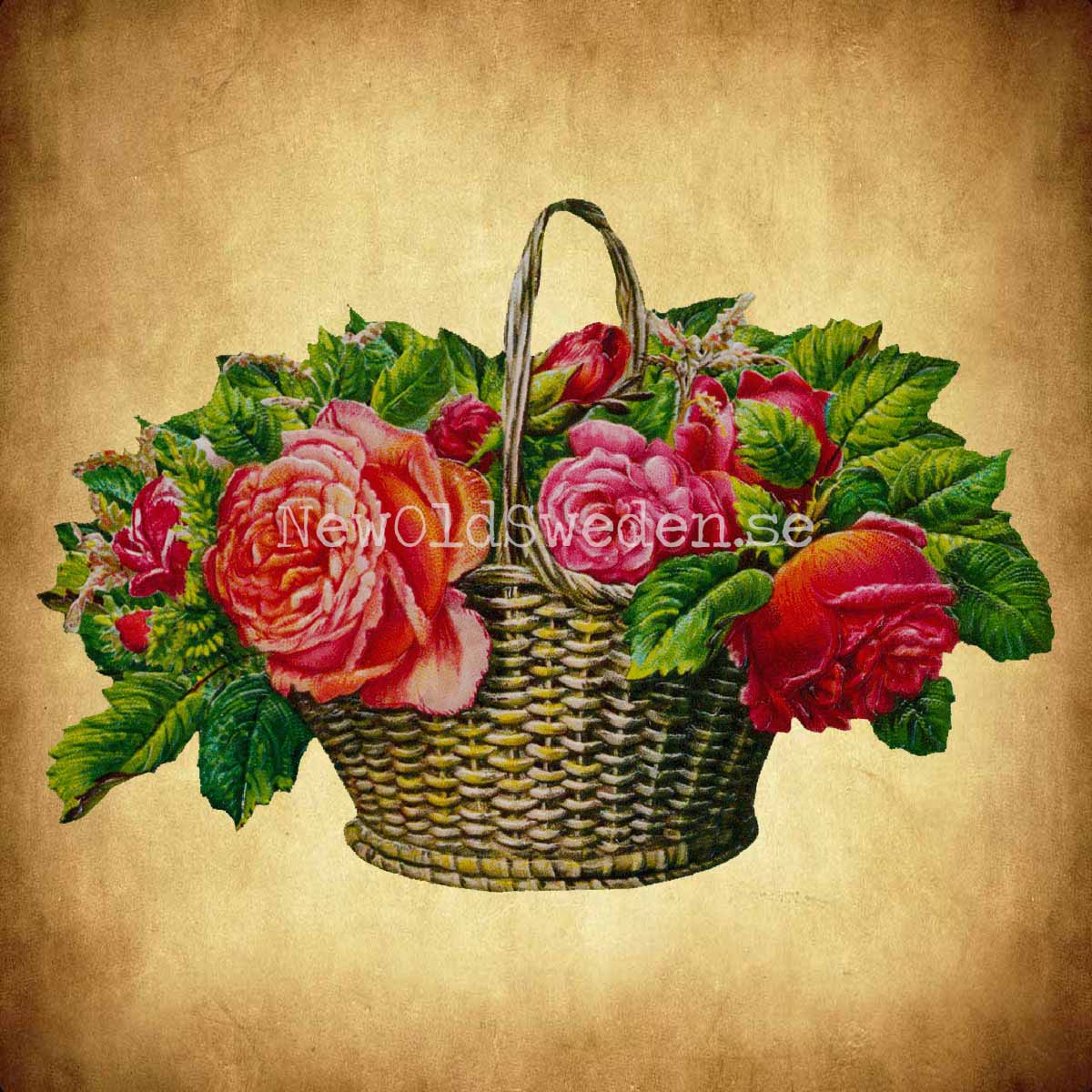 Basket with Roses 16.5x11.5 cm - Bokmärke © Ernst Freihoff 5079 - 2