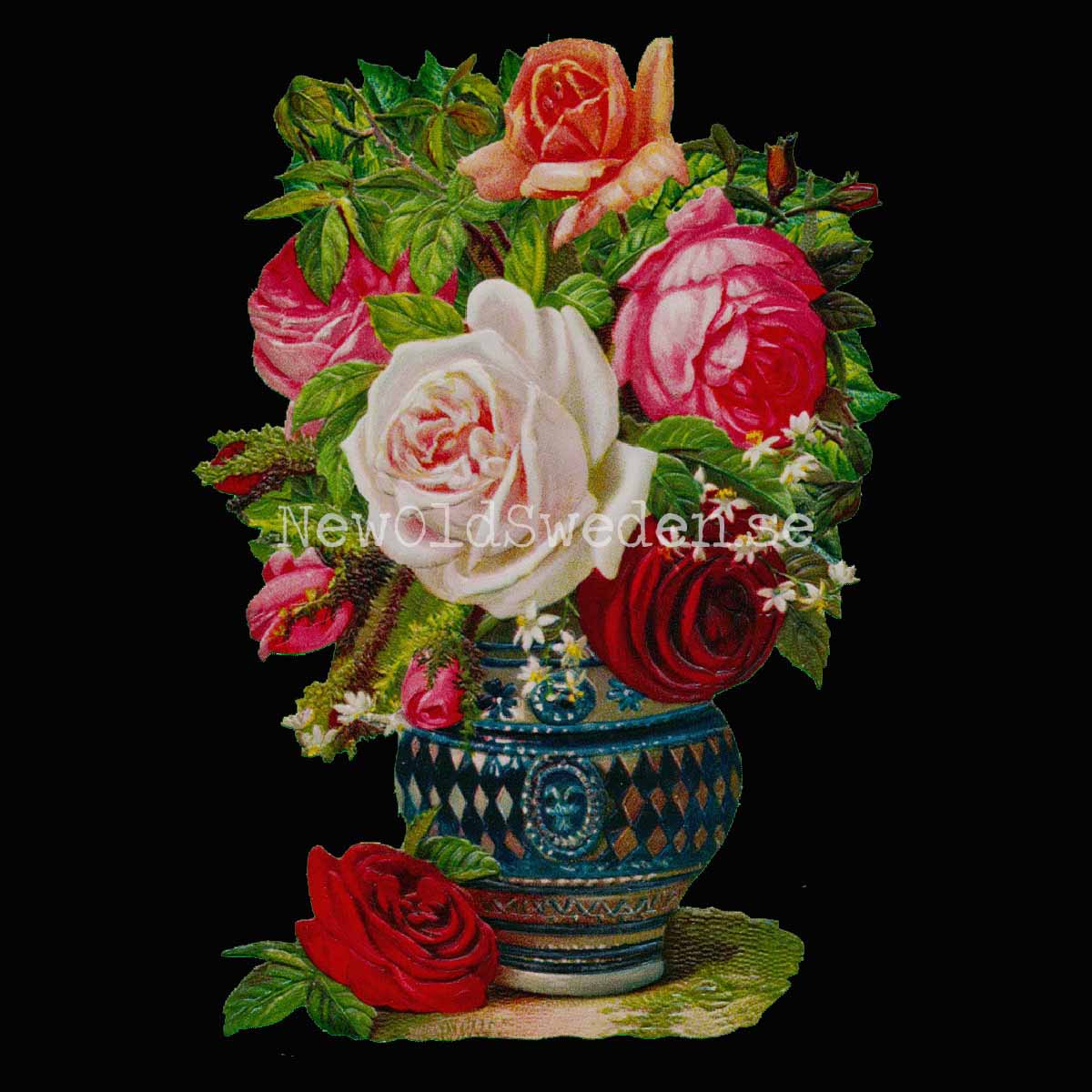 Vase with Roses 11.5x16.5 cm - Bokmärke © Ernst Freihoff 5080