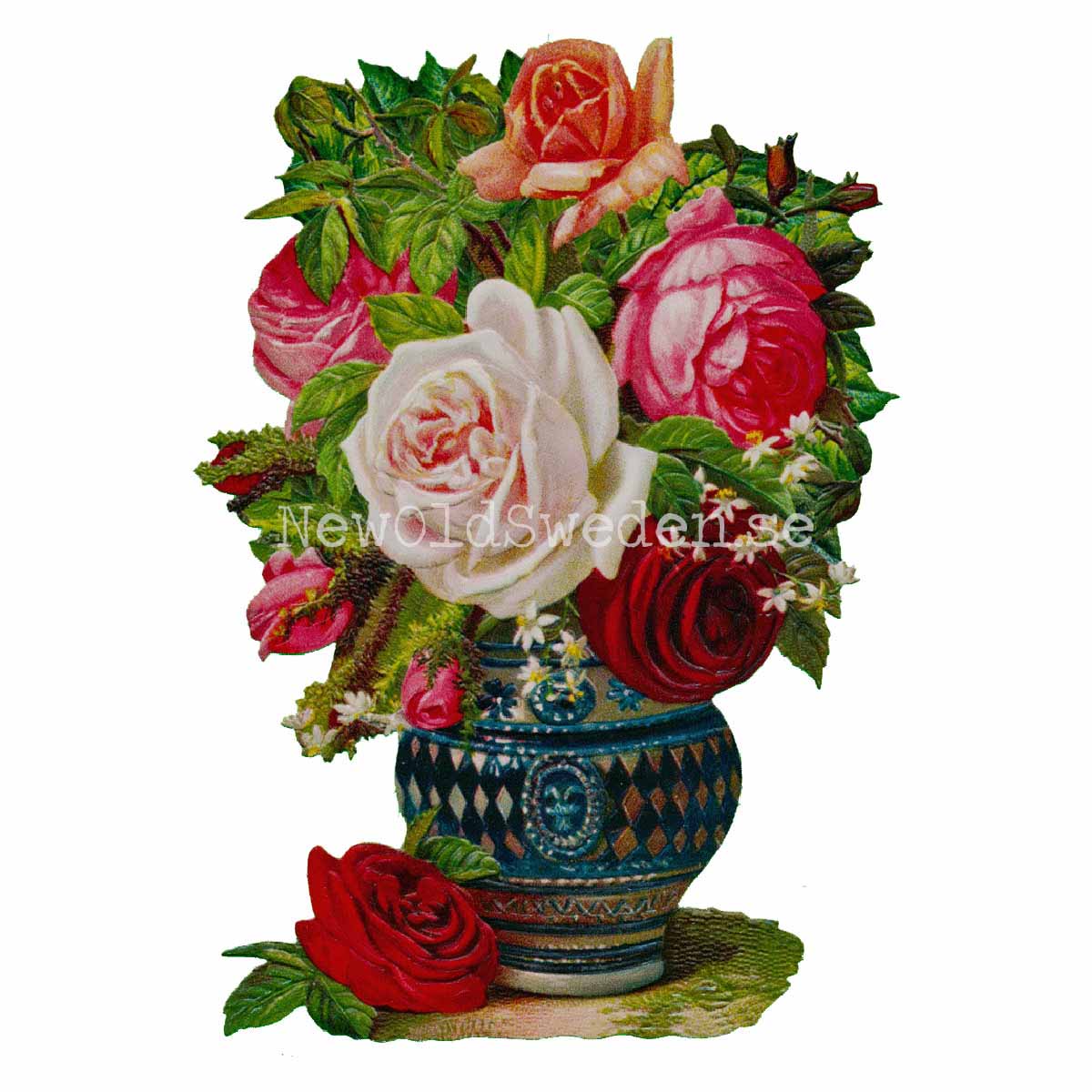 Vase with Roses 11.5x16.5 cm - Bokmärke © Ernst Freihoff 5080 - 3