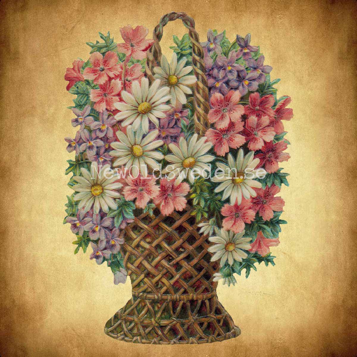 Basket with Flowers 11x16.5 cm - Bokmärke © Ernst Freihoff 5082 - 2
