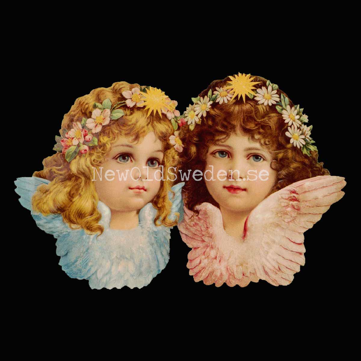 Two Angel with Wreath of Flowers 16.5x10.5 cm - Bokmärke © Ernst Freihoff 5172