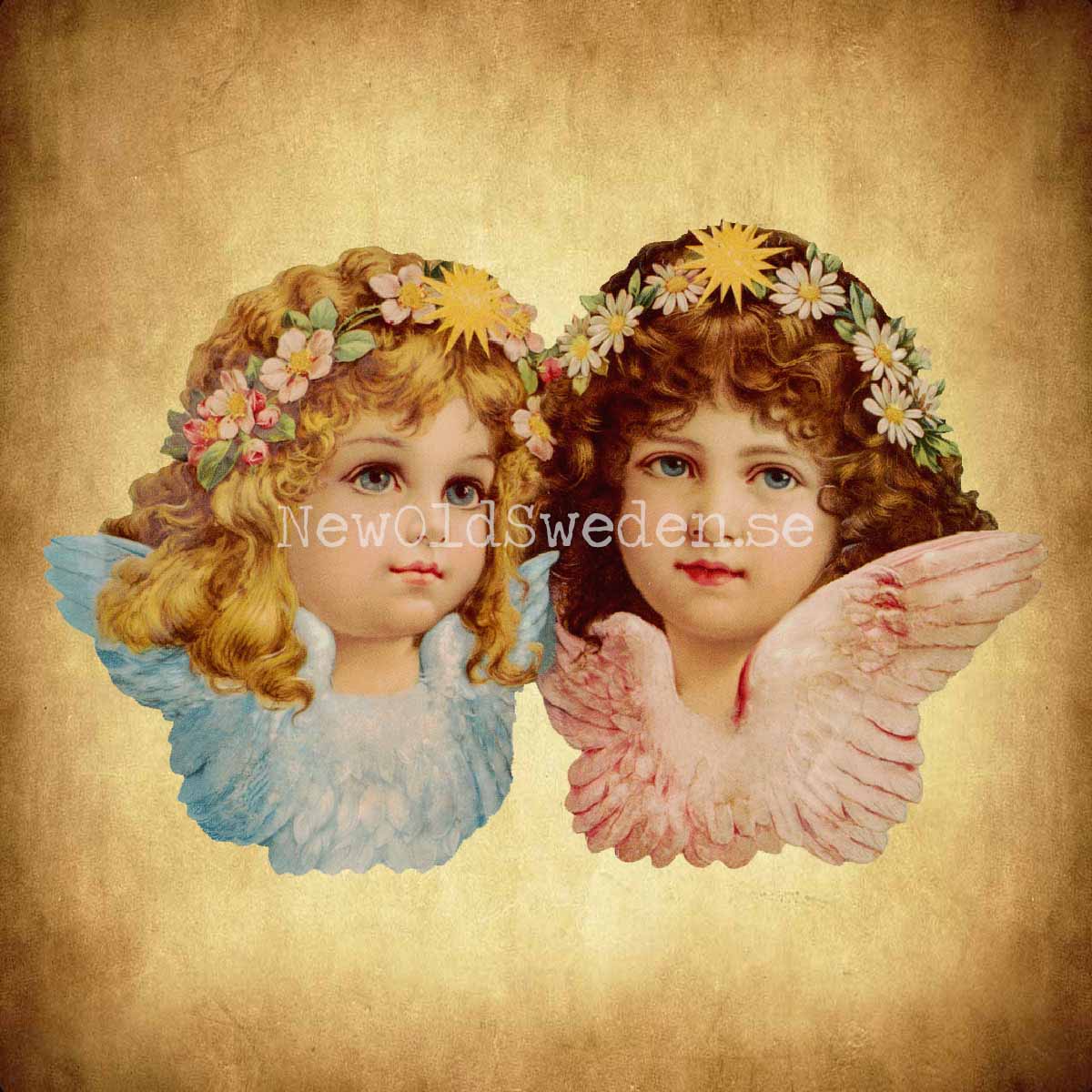 Two Angel with Wreath of Flowers 16.5x10.5 cm - Bokmärke © Ernst Freihoff 5172 - 2