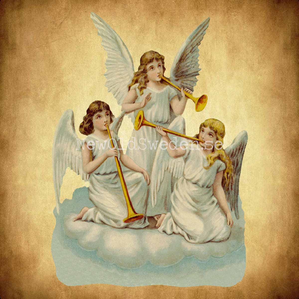 Three Angels with Trompets 11x16 cm - Bokmärke © Ernst Freihoff 5175 - 2
