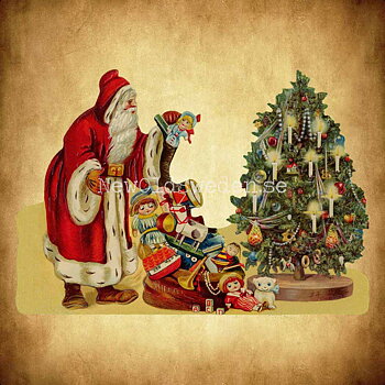 Santa Claus with Tree 16.5x11.5 cm - Bokmärke © Ernst Freihoff 5177