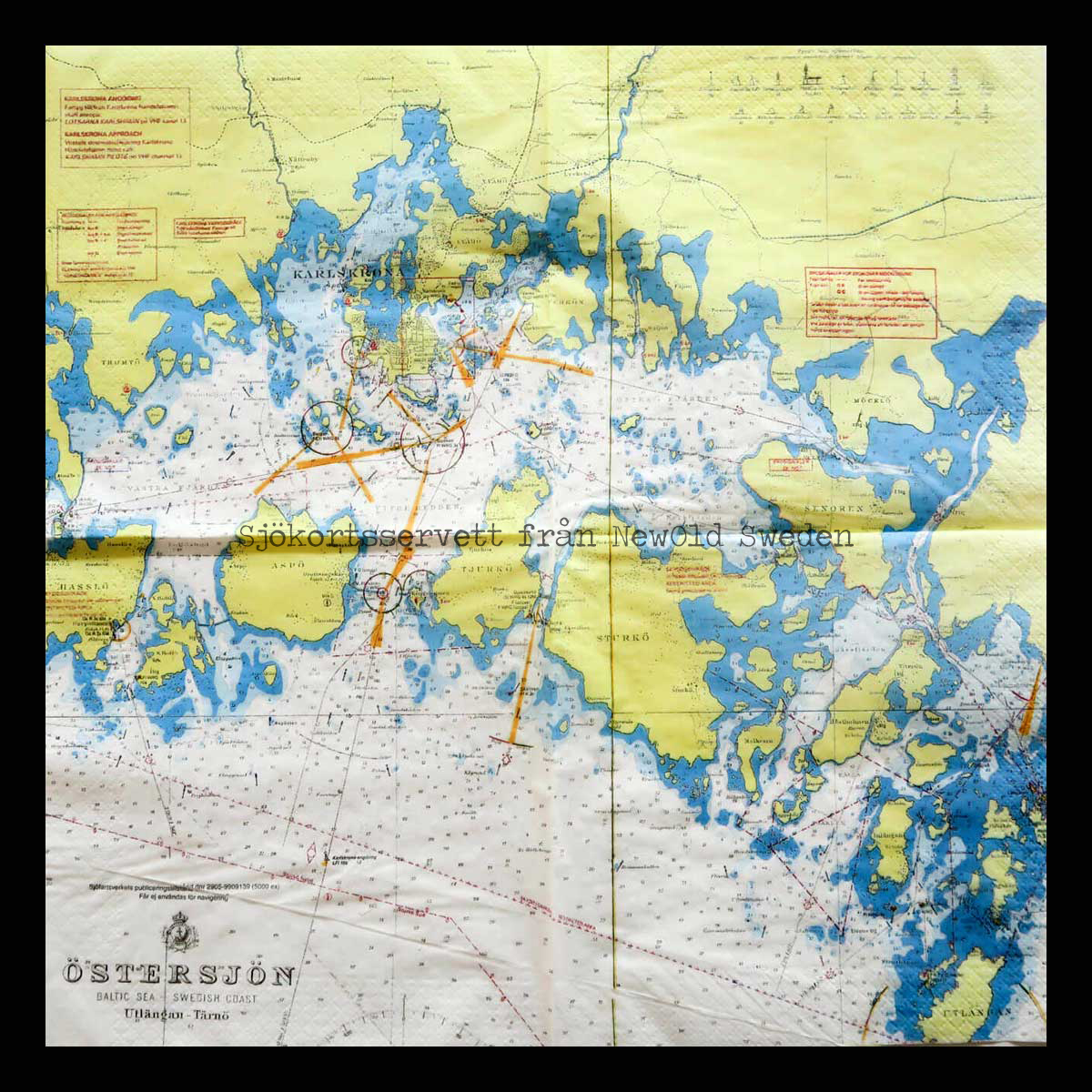 Sjökortsservetter Karlskrona - 20-PACK - 33 x 33 cm - 2