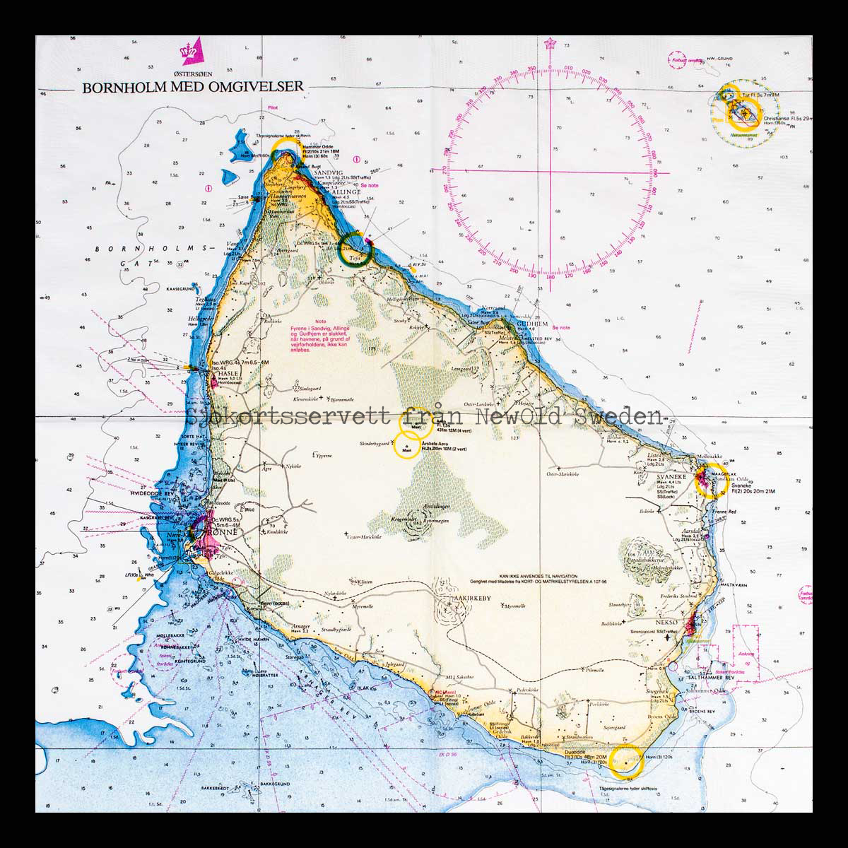 Sjökortsservetter Bornholm - 20-PACK - 33 x 33 cm - 2