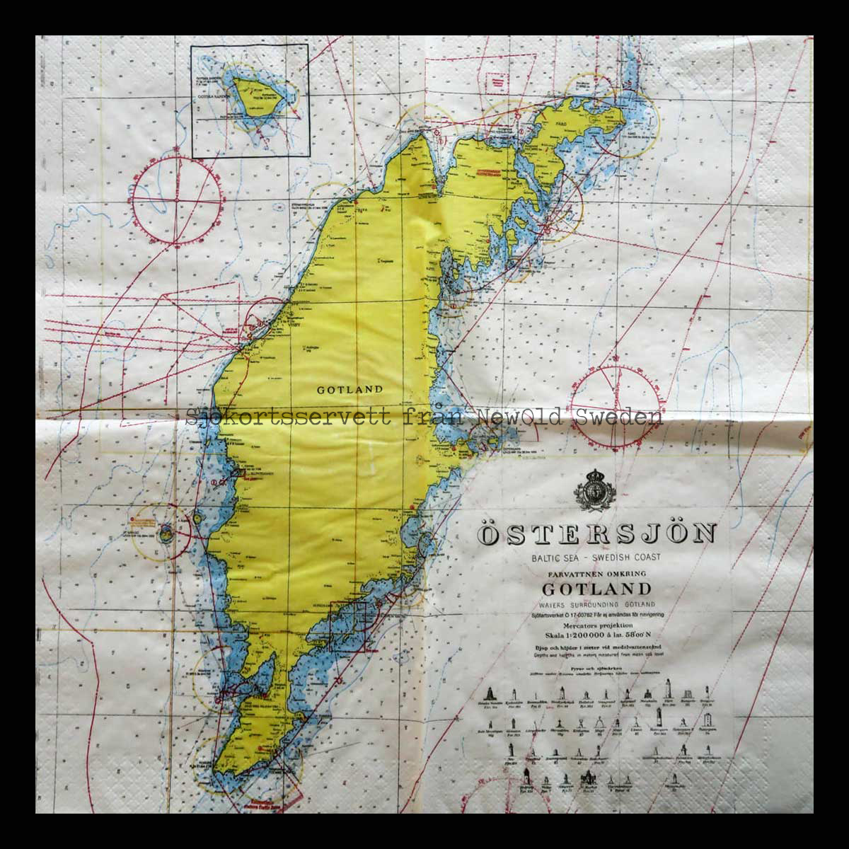 Sjökortsservetter Gotland - 20-PACK - 33 x 33 cm - 2