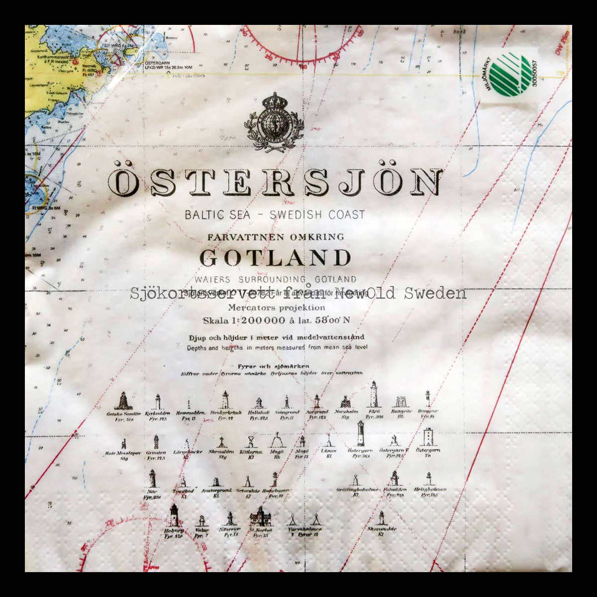 Sjökortsservetter Gotland - 20-PACK - 33 x 33 cm