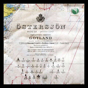 Sjökortsservetter Gotland - 20-PACK - 33 x 33 cm