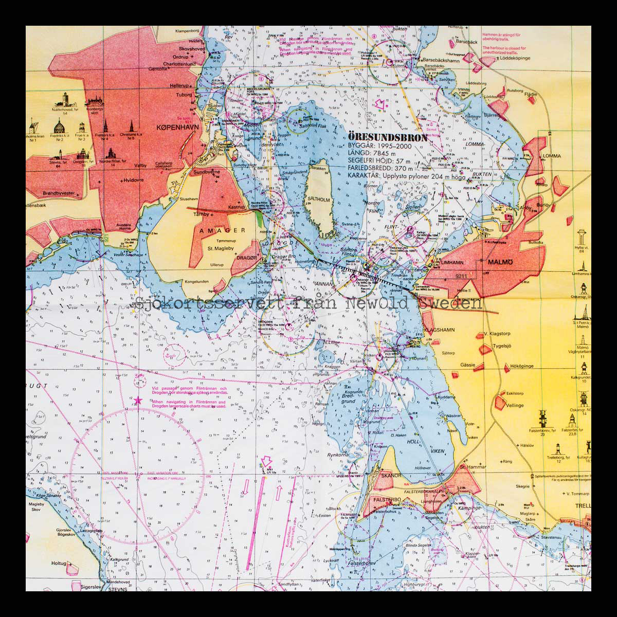 Sjökortsservetter Södra Öresund - 20-PACK - 33 x 33 cm - 2