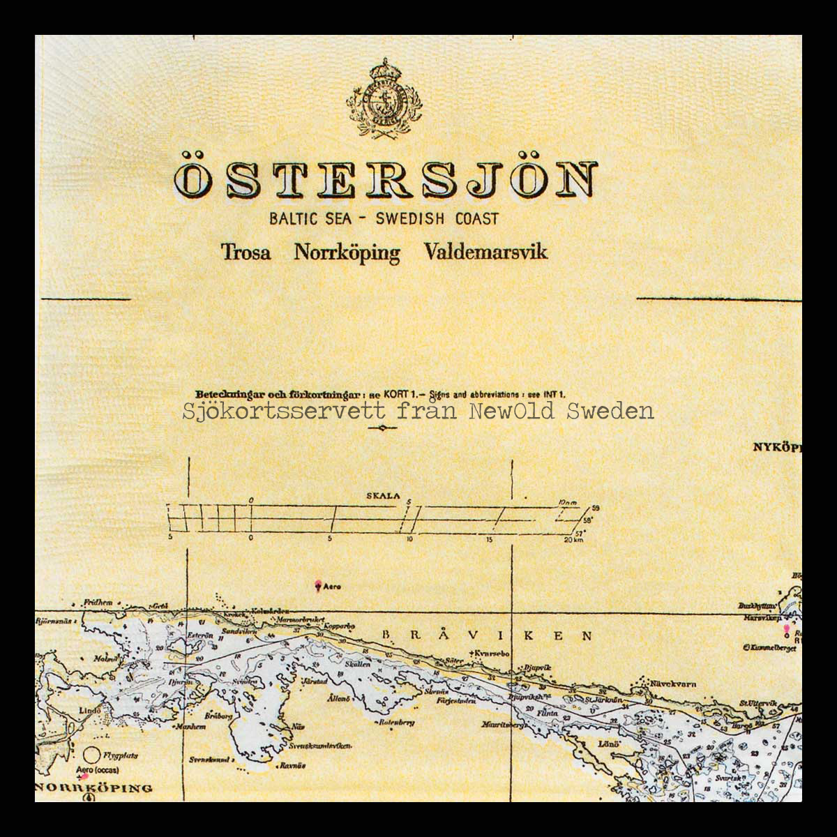 Sjökortsservetter Östersjön - 20-PACK - 33 x 33 cm