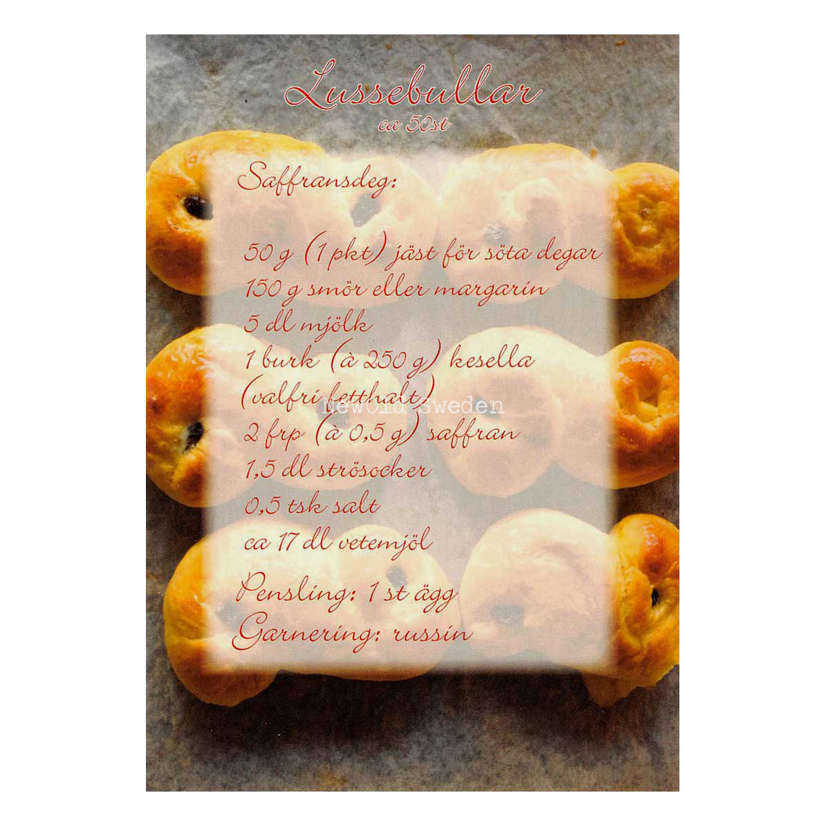 Lussebullar - Julkort Recepvytkort - 1005 - 4