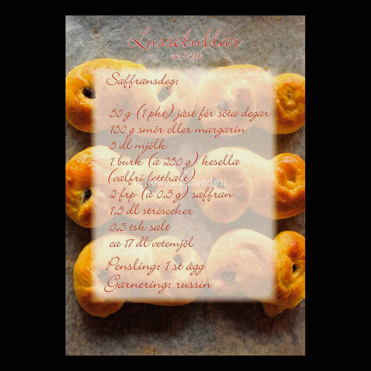 Lussebullar - Julkort Recepvytkort - 1005