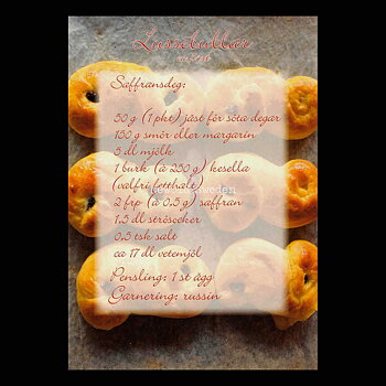 Lussebullar - Julkort Recepvytkort - 1005