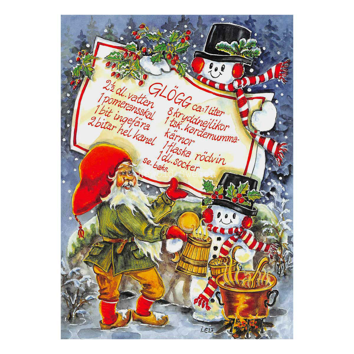 Glögg - Julkort Receptvykort - Ingrid Elf - 960 - 4