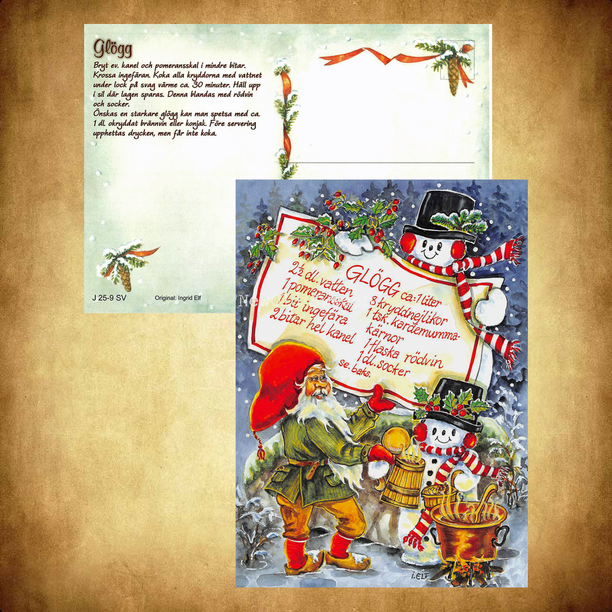 Glögg - Julkort Receptvykort - Ingrid Elf - 960 - 3