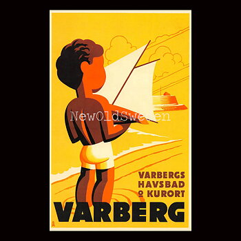 VARBERG - 1948 - Vykort 12 x 18 cm
