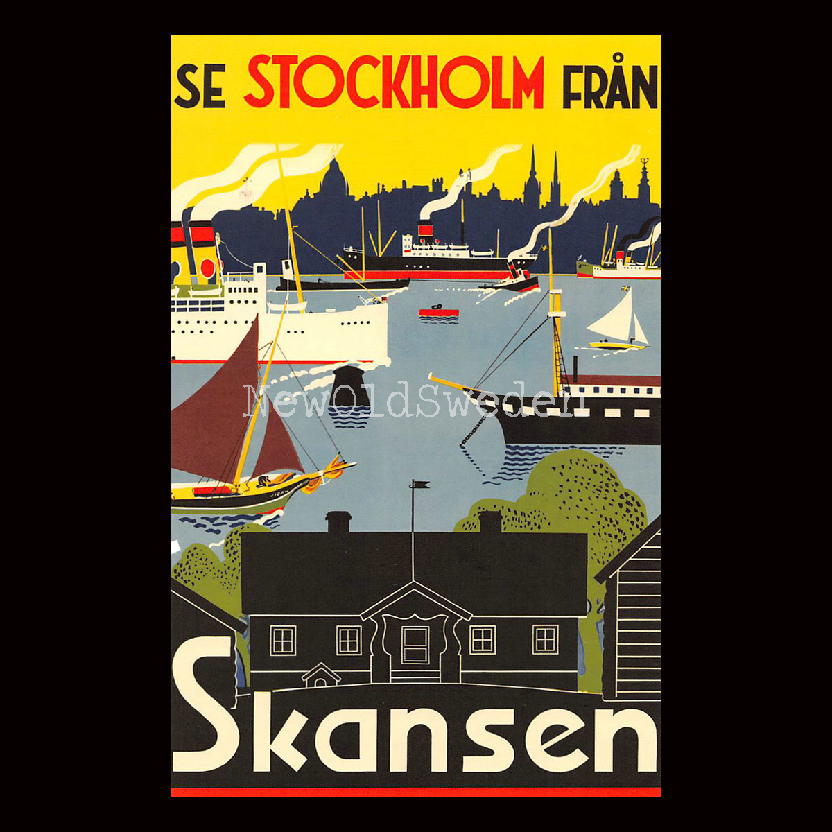 SE STOCKHOLM FRÅN SKANSEN - 1932 - Vykort 12 x 18 cm