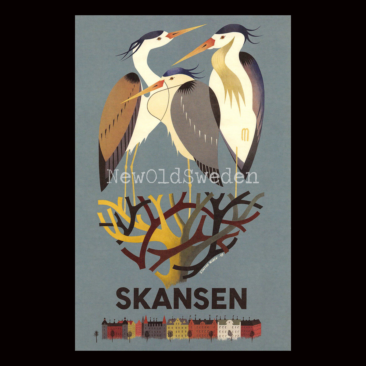 HÄGRARNA PÅ SKANSEN - 1949 - Vykort 12 x 18 cm