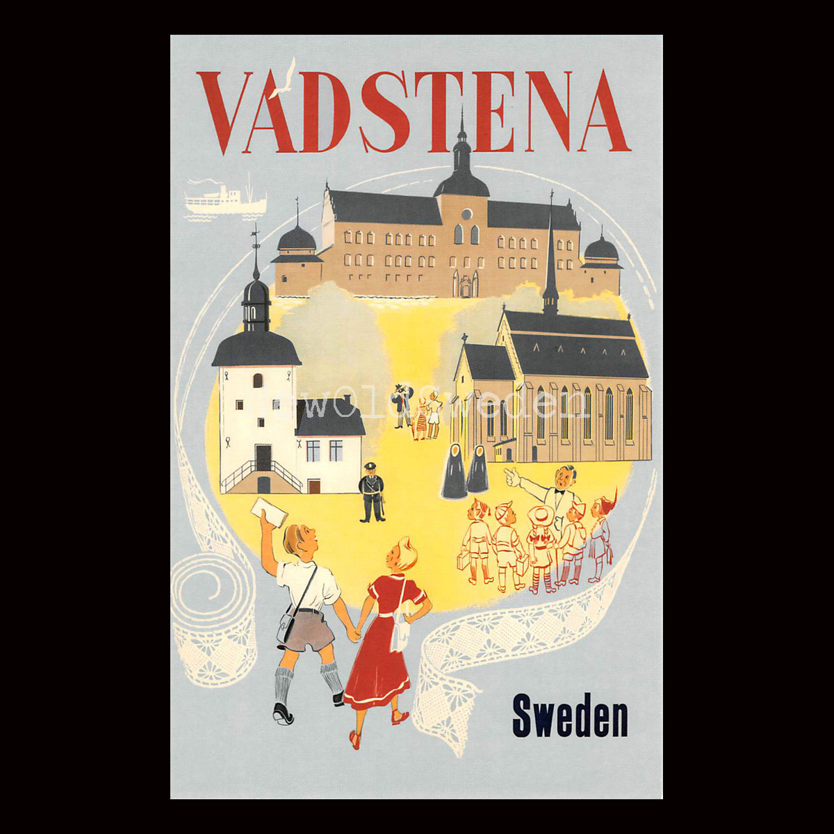 VADSTENA - 1950 - Vykort 12 x 18 cm
