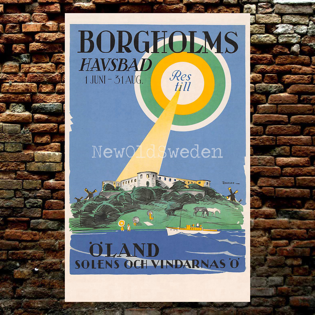 BORGHOLMS HAVSBAD - 1929 - Vykort 12 x 18 cm - 2