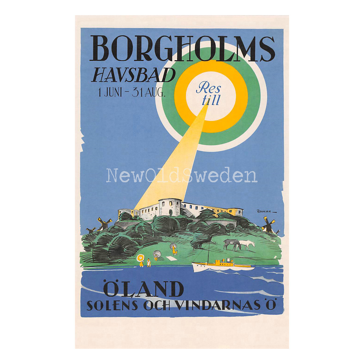 BORGHOLMS HAVSBAD - 1929 - Vykort 12 x 18 cm - 4