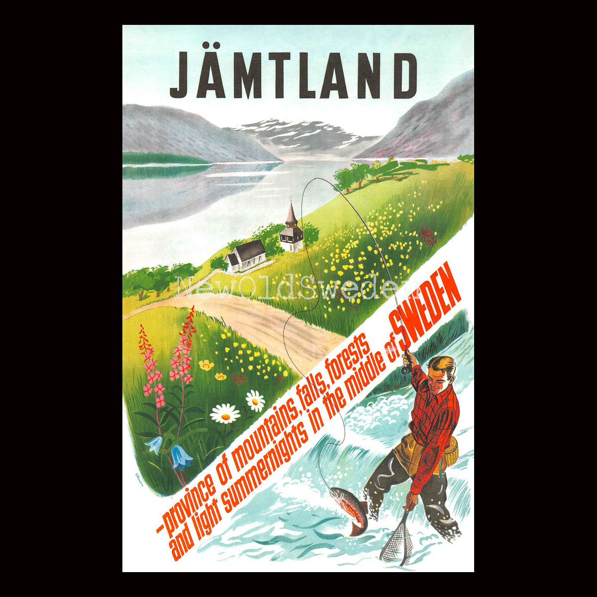 FISKARE I JÄMTLAND - 1950 - Vykort 12 x 18 cm