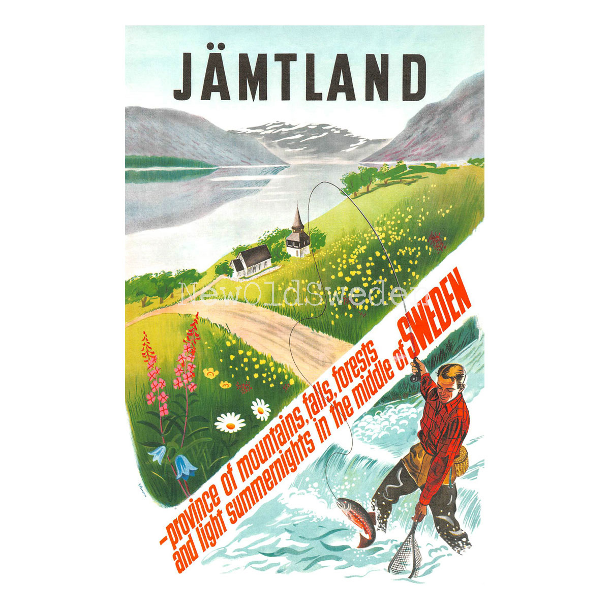 FISKARE I JÄMTLAND - 1950 - Vykort 12 x 18 cm - 4