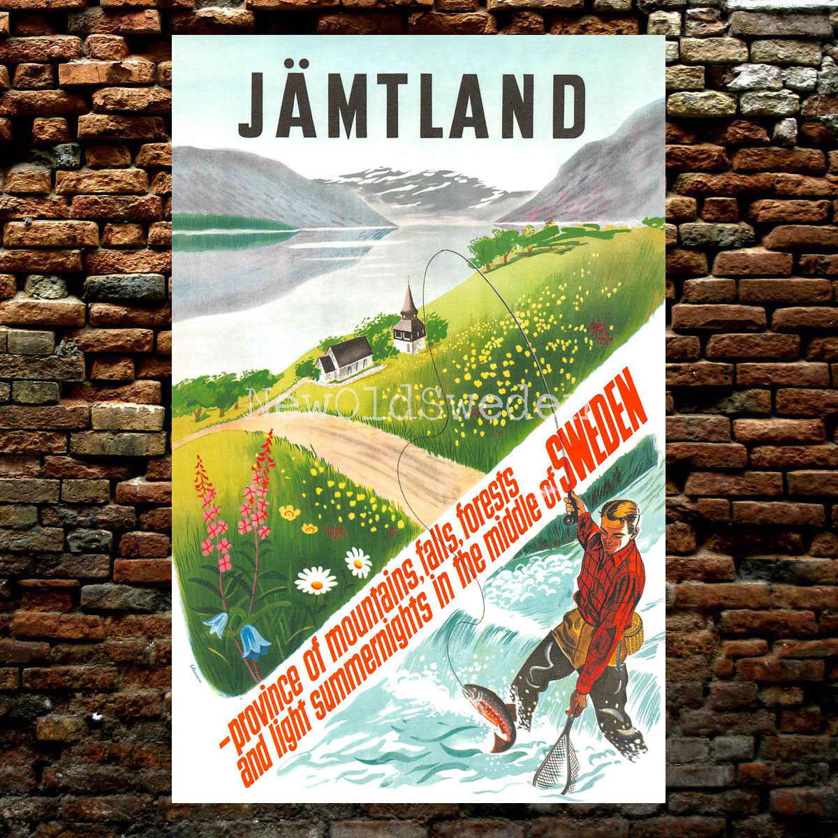 FISKARE I JÄMTLAND - 1950 - Vykort 12 x 18 cm - 2