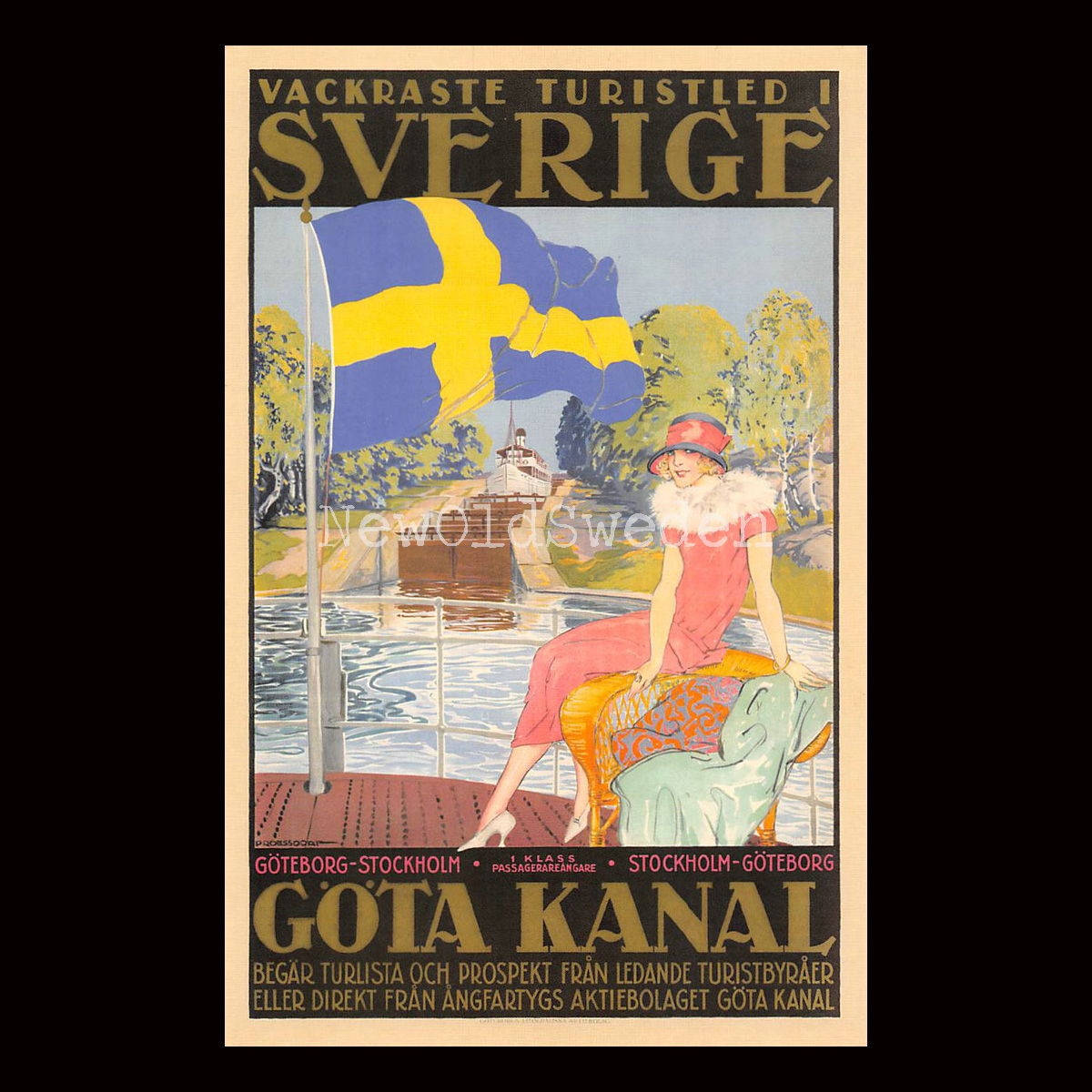 GÖTA KANAL - DAM PÅ DÄCK - 1910 - Vykort 12 x 18 cm