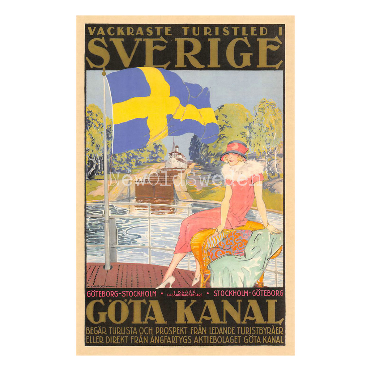 GÖTA KANAL - DAM PÅ DÄCK - 1910 - Vykort 12 x 18 cm - 4