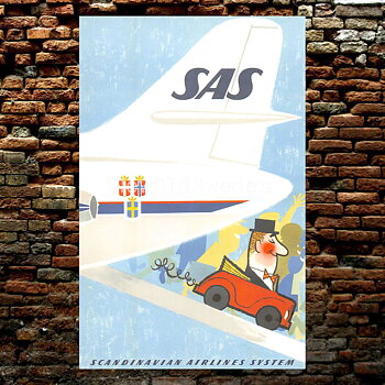 SAS BIL OCH FLYG - 1960 - Vykort 12 x 18 cm