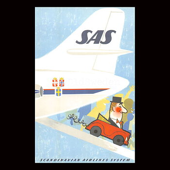 SAS BIL OCH FLYG - 1960 - Vykort 12 x 18 cm
