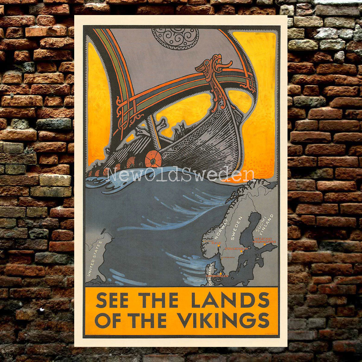 SEE THE LAND OF THE VIKINGS - 1937 - Vykort 12 x 18 cm - 2